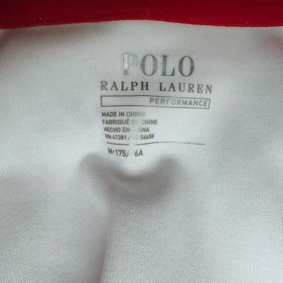 Polo Ralph Lauren Hoodie Mens Medium White Red P Wing Stadium Performance - Picture 5 of 7